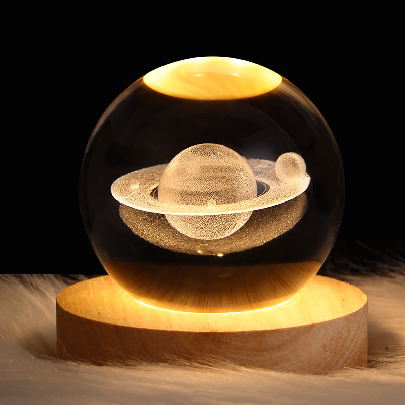 Lámpara Galaxia 3D LED — Bola de Cristal con Luz Nocturna, Decoración de Habitación y Regalo Original